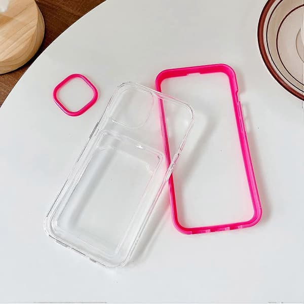 Candy Farve Kortholder Klar Stødsikker Blød Kompatibel med iPhone Case (Rød, iPhone 13 Pro) Blue iPhone 12 Pro Max