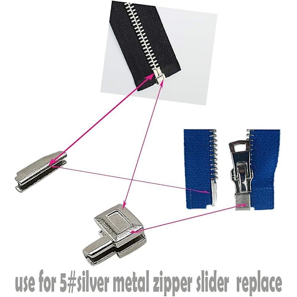 Metall Blixtlås Spärr Slider Hållare #5 Insätt Stift Blixtlås Botten Blixtlås Stopper För Metall Blixtlås Reparation Zip Sömnad Ersättning Diy, 20 Set (silvrig)