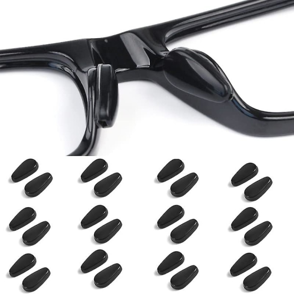 Näsdynor för glasögon Mjuka, självhäftande näskuddar i silikon för glasögon Anti-halk Höj luftkammare näskuddar för fulla plastbågar 12 par svart