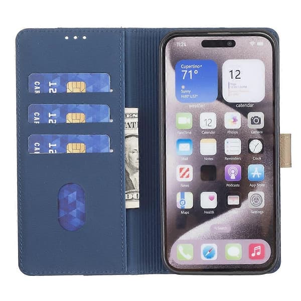 Lærveske til Motorola Edge 50 Pro 5G Blue