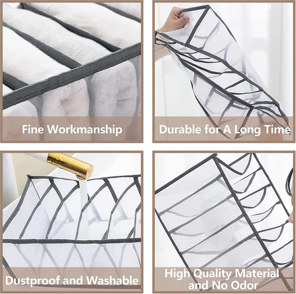 Tøj Skuffe Organizer, Foldbar Mesh Opbevaringsboks, Skabs Organizer Med Rum, Skabs Opbevaringspose, 7+9 Gitre