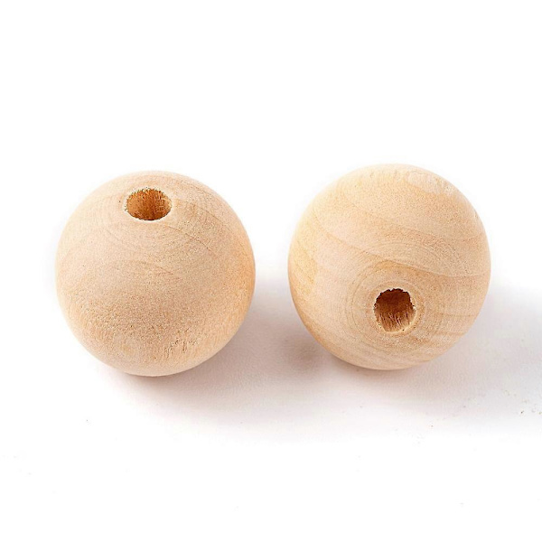 20 mm Natur Træ Ubehandlede Perler Træperler til Smykkefremstilling DIY Håndværk Dekoration