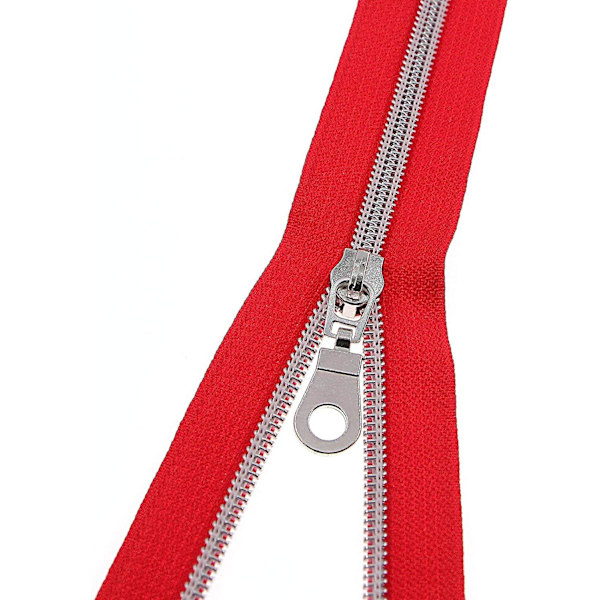#5 Silver Metallic Nylon Coil Zippers By The Yard Bulk 10 Yards Röd Tejp Med 25 st Silver Sliders För Diy Sömnad Skräddare Craft Bag (röd)