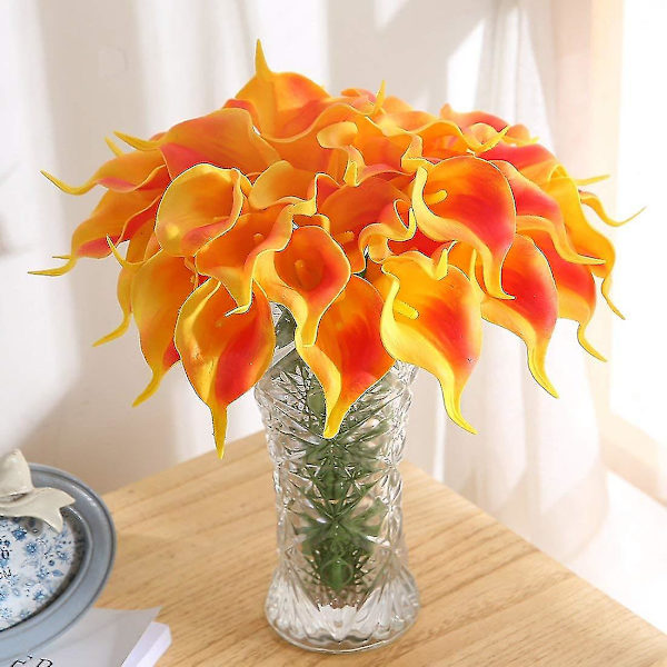 20 st Calla Lily Brudbukett Av Blommor Konstgjord Blomhuvud Latex Real Touch Hem, Fest, Bröllopsdekoration