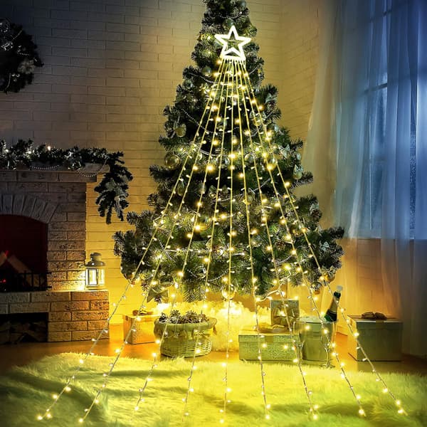 Julepynt Stjernelys Lysstreng, Led Julelys Eventyrlys Blinkende Lys Til Udendørs Ferie Warm light EU Plug
