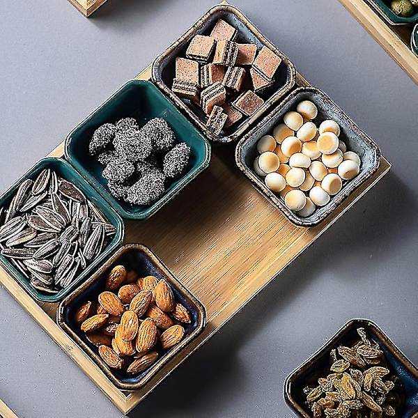 Keramisk rutnät fruktfat snacksbricka serveringsfat bricka hem skrivbord torkad