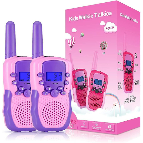 Selieve leksaker för 3-12 år gamla pojkar och flickor  Walkie Talkies för barn 22 kanaler 2-vägs radioleksak med bakgrundsbelyst LCD-ficklampa  3 mils räckvidd för utomhusbruk Light Pink