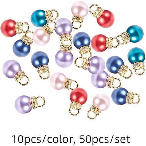 50 st Imitations Pärlor Berlocker Hängande Faux Pärlor Pärlor Berlocker med Strass för Hängande Örhängen Halsband Smyckestillverkning