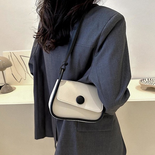 Ny Trend Mode Simpel Skuldertaske Fritid Pendler Kunstlæder Skuldertaske white