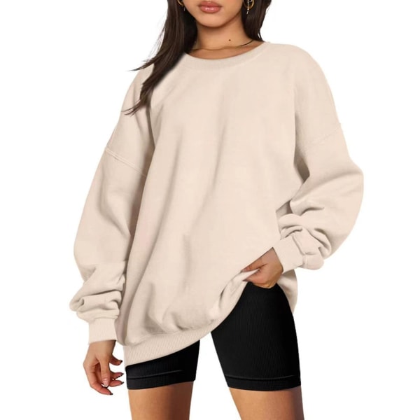 Casual genser for kvinner med snøring, langermet hettegenser for høst og vår 3XL Apricot
