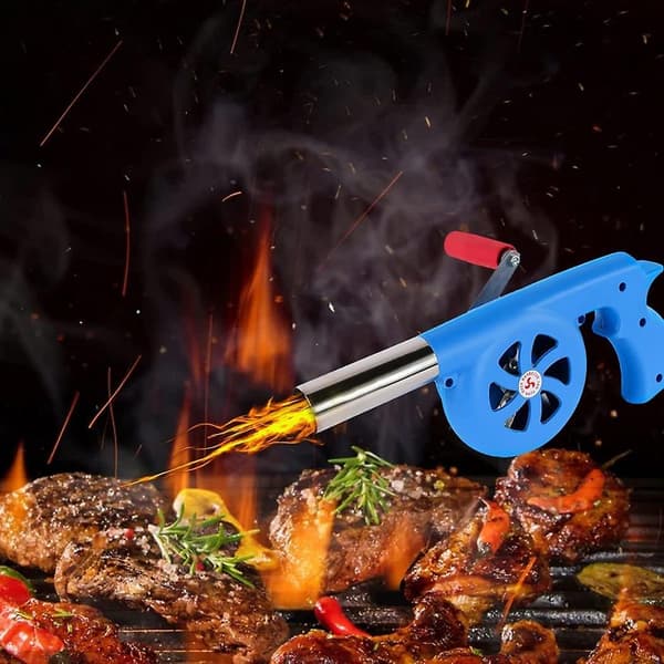 Manuel Barbecue Blæser med Håndsving, Bærbar Håndholdt BBQ Ventilator Luftblæser