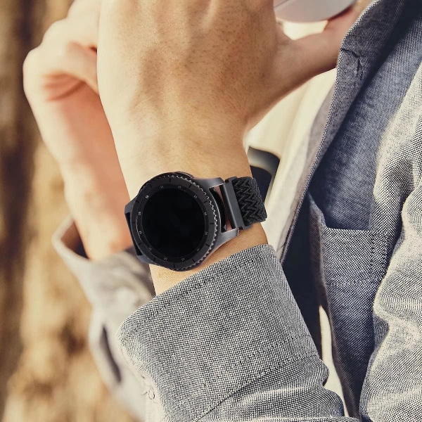 Nylon sportrem, svart, 22 mm rem kompatibel med Samsung Galaxy Watch Active 2(40mm/44mm)/ watch 3 41mm/ watch 42mm/gear S2 Classic