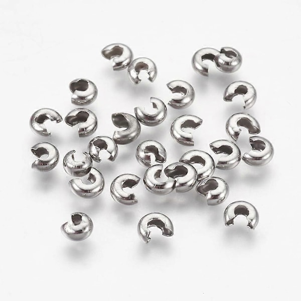 200 stk. 304 Rustfritt Stål Krimp Perle Deksel Rustfritt Stål Farge 4.5mm i Diameter Hull: 2mm