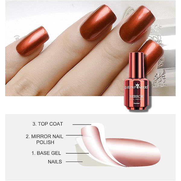 12 färger nagellack, långvarig vacker blank manikyr nagelkonst dekoration, lysande spegeleffekt nagellack kit-12st