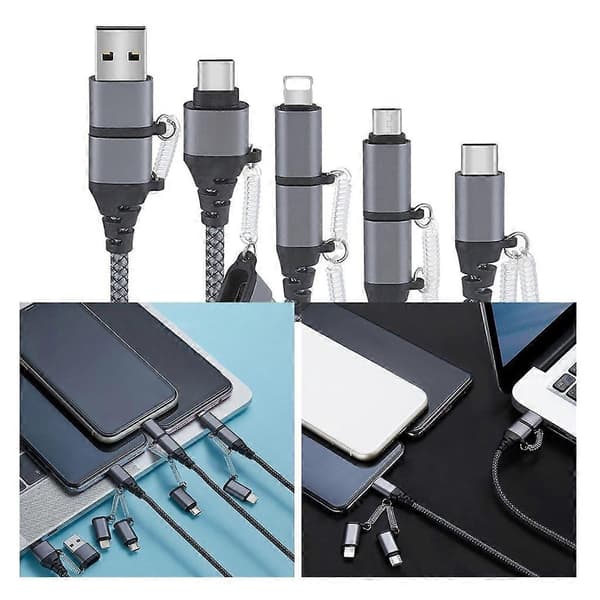 Multi USB-kabel USB C till USB C-kabel Nylonladdningskabel USB C till Typ C