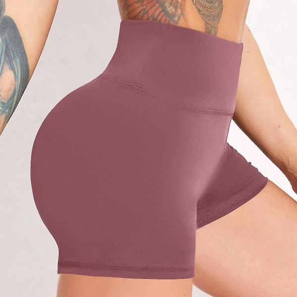 Naisten pyöräilyshortsit, korkeavyötäröiset shortsit, vatsaa litistävät shortsit, hot pants -shortsit joogaan, kuntosalille Pink L