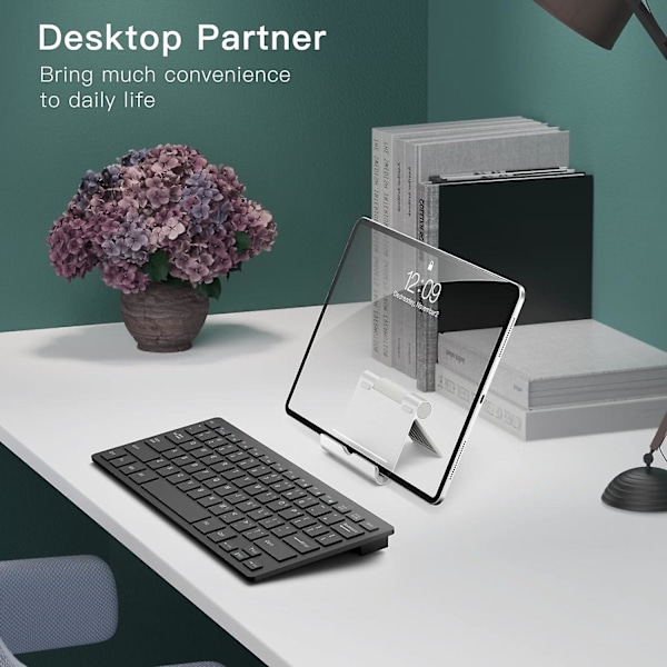Nettbrettholder, Justerbar Bærbar Skrivebordsholder, Sammenleggbar Dokkingstasjon for iPad/iPad Pro/Air/Mini, Galaxy Tab A8/A7 Lite/A7/S8/S7, Nettbrett/Telefoner (4-13\"), Sølv