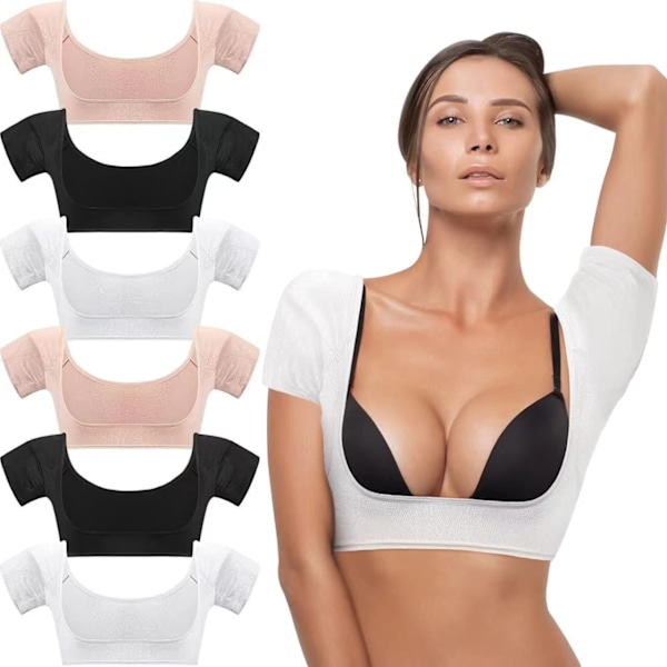 6 st armpits svett väst andningsbar armhåla svett bevis skjorta svett dynor för kvinnor flickor armpits svett skydd M