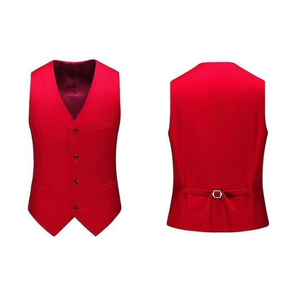 Herre Klassisk Forretningsdrakt Vest, Regular Fit Smokingvest Red M