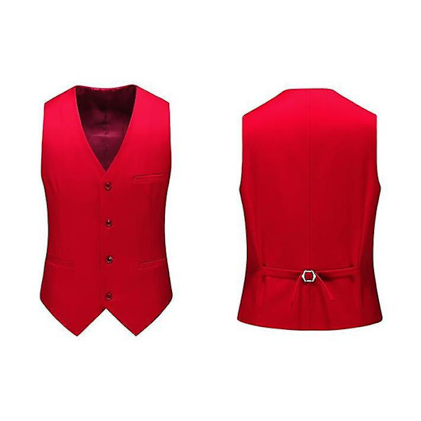 Herre Klassisk Forretningssæt Vest, Regular Fit Smokingvest Red M