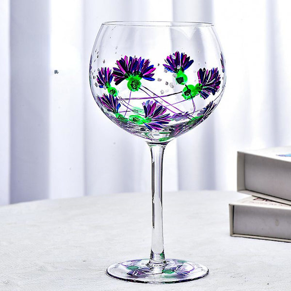 1 st handmålat vinglas i högkvalitativt glas Kristallhögt glas Hushåll Ins Nischglas Vinglas A007
