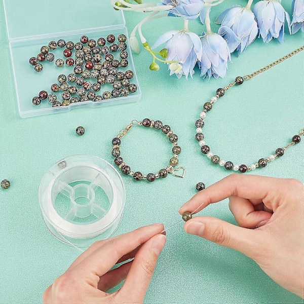 Omkring 92 stk. 8 mm naturlige stenperler, naturlig drageblodsjaspis, runde perler, ædelsten, løse perler til armbånd, halskæde, smykkefremstilling (hul: 1 mm)