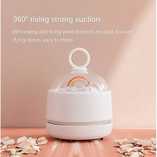 Mini Bordstøvsuger, bærbar Bil USB Genopladelig Skrivebordsstøvsuger 71x71x97mm (hvid)