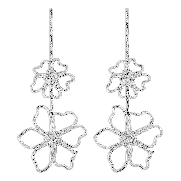 Retro Elegant Lång Metall Vind Blomma Halsband Kreativ Nisch Mode Trendig Halsband silver earrings