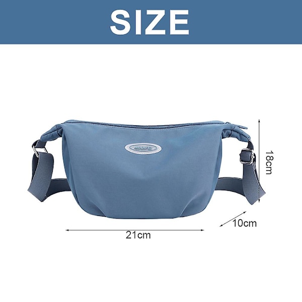 Nylon Crossbody/bälte väska med justerbar axelrem, Fashion Crossbody väskor för kvinnor, 21*18*10cm blue