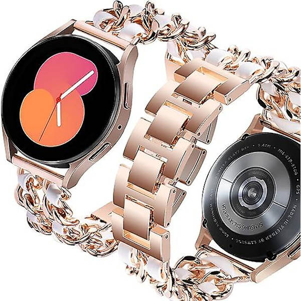 Yhteensopiva Samsung Galaxy Watch 4 -rannekkeen 40mm 44mm kanssa, 20mm ranneke Galaxy Watch Active 2 -rannekkeelle 40mm 44mm, Garmin Vivoactive 3 -rannekkeelle, ruusukulta