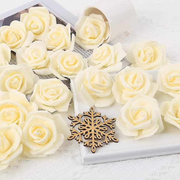 3cm Kunstige Roseblomster Hoder Bryllupsdekorasjon (melkehvit) 50PCS