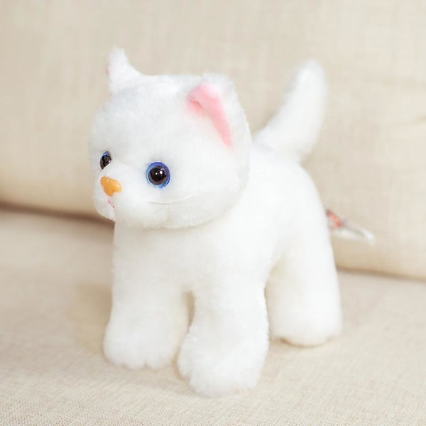 Simulering plysch leksak katt söt imitation katt docka ragdoll barngåva The white kitten