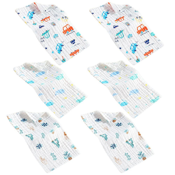 6 st mjölksugande tyg handduk ansikt handduk 25*50cm baby mjölksugande tyg bomullsmaterial 6 lager mjuk absorberande bomullssugande tyg Set3