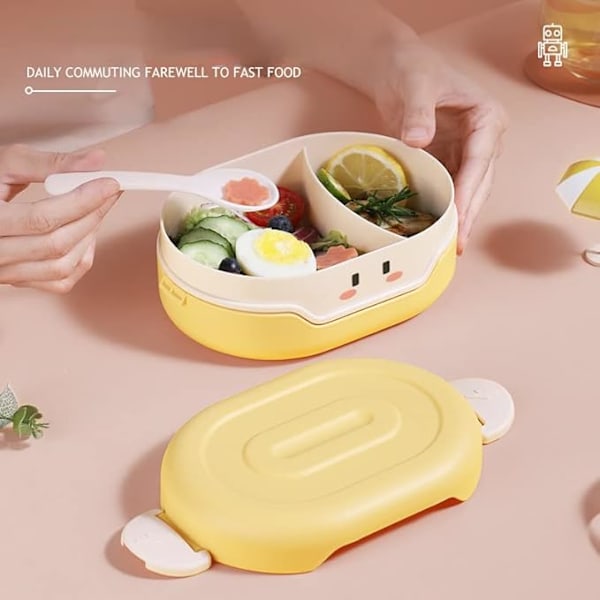Kawaii Bentolåda vuxen lunchlåda, Kawaii robot lunchlåda håller värmen för pojkar flickor, söt läckagesäker portionsbehållare rosa
