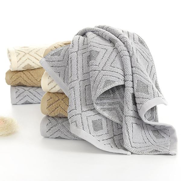 Käsipyyhesetti, 2 kpl, timanttikuvio, 100 % puuvillaa, imukykyinen pehmeä pyyhe kylpyhuoneeseen, 34*74 cm Gray