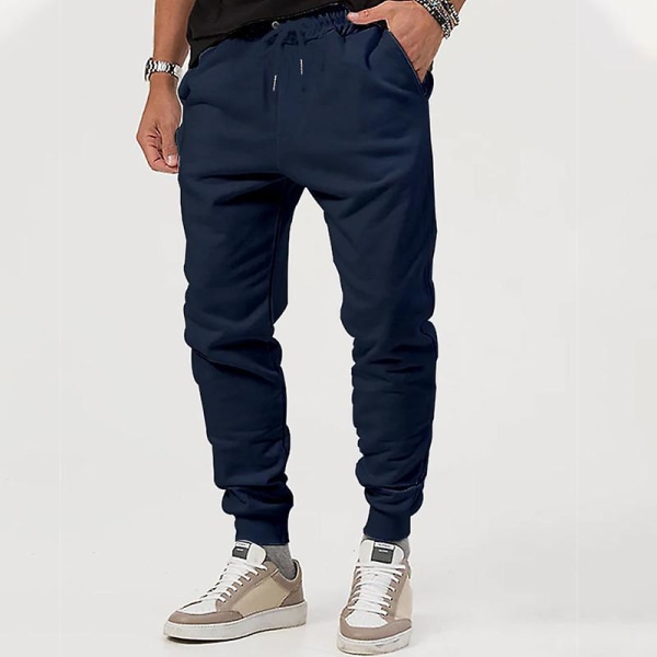 Herr Casual Byxor Höst Flerfärgad Mångsidig Lös Utomhus Sport Joggingbyxor Dark Blue S