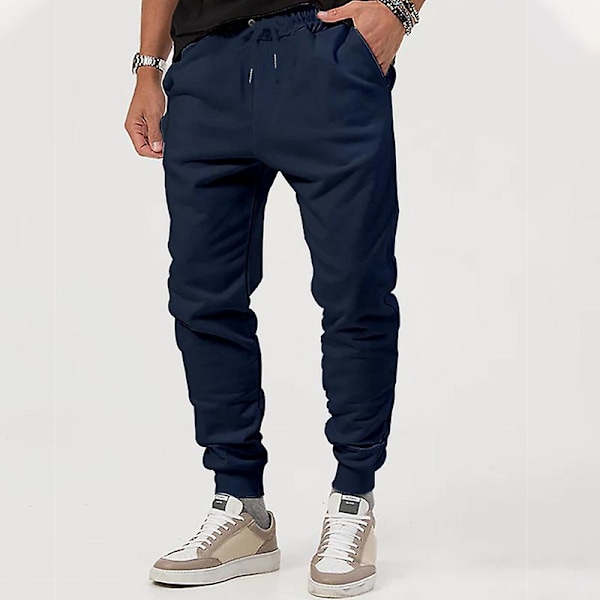 Herre Casual Bukser Høst Flerfarget Allsidig Løs Utendørs Sport Joggebukser Dark Blue S