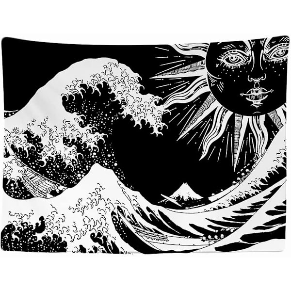 200x150 Cm Vågor Sol Natur - Hippie Bohemia - Hemvägg Dekoration - 200x150 Cm - Stor Gobeläng - Canvas Poster - Tillbehör För Sovrum Vardagsrum
