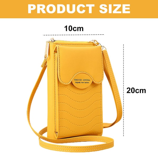 Pu Ny Mobiltelefonväska med stor kapacitet Axelupphängd dragkedja Multifunktionell lång clutchväska yellow