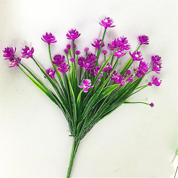 5 buntar konstgjorda blommor utomhus trädgård veranda fönsterlåda inredning kök kontor bord vas (lila) 10PCS