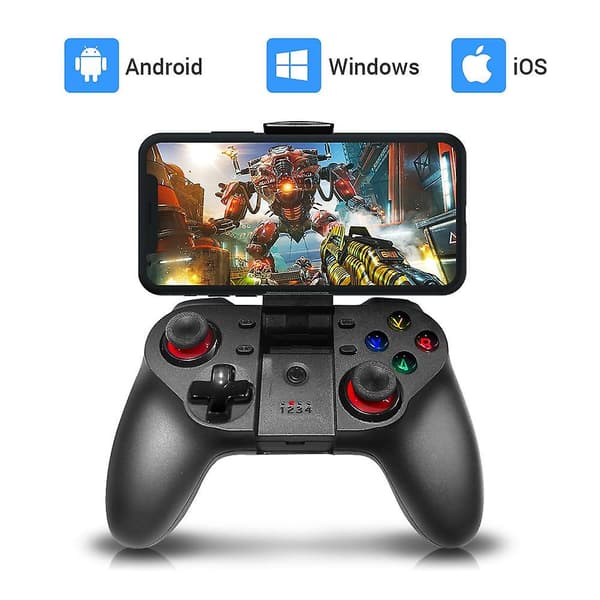 Opgraderet Mobil Spilcontroller, Trådløs Bluetooth Gamepad Joystick Multimedie Spilcontroller