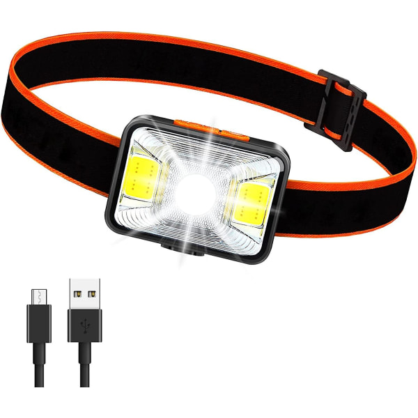 USB uppladdningsbar pannlampa, 1800 mah 1800 lux Superbright huvudlampa med 5 ljuslägen Ipx5 vattentät cob pannlampa för fiske/camping/cykling/jakt
