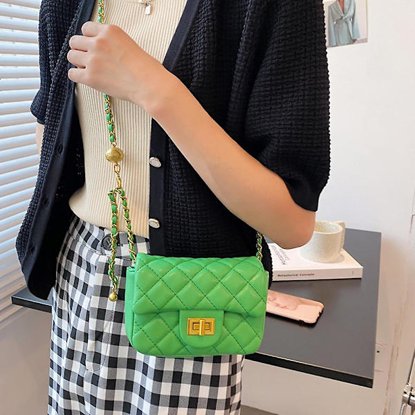 Pieni naisten käsilaukku, retro klassinen olkalaukku clutch-laukku green