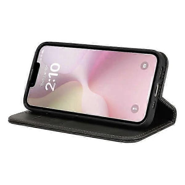 Telefonfodral för Iphone 16e, PU-läder med kalvtextur, magnetisk stängning, smart telefonfodral Black