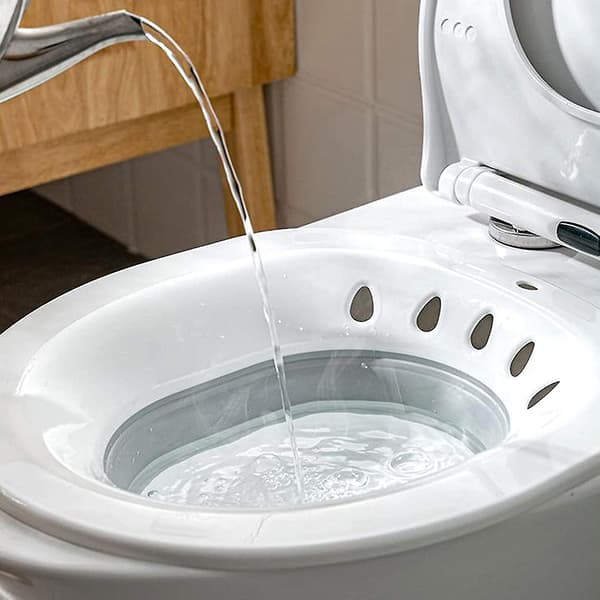 Foldbart siddebadekar til toilet, siddebadekar til gravide kvinder, hæmorider, ældre, passer til universelle toiletter og toiletstol, grå