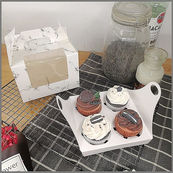 10 stk. Heilwiy Cupcake Æsker. 4 Huller Bærbar Cupcake Æske Med Vindue Gave