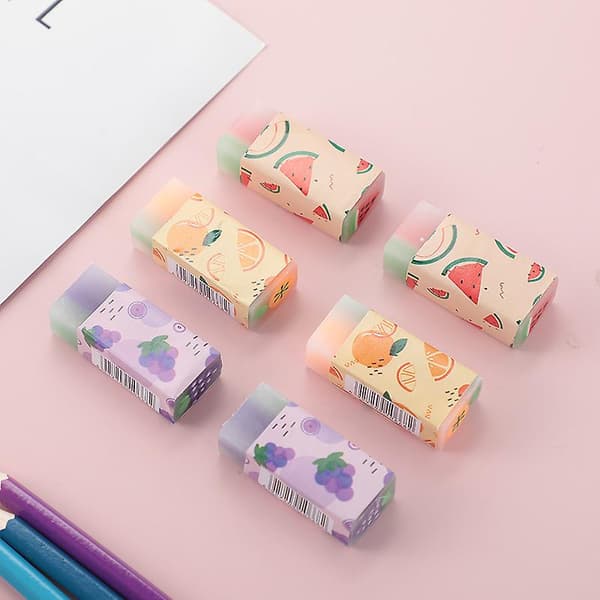 2 st frukt suddgummin slumpmässigt, skolmaterial, kontorsmaterial Rubber