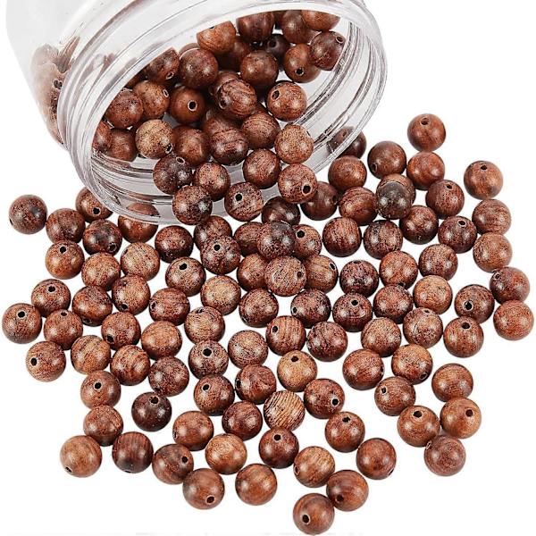 98 stk. 8 mm Naturlige Træperler Færdigbehandlede Rosenperler Løse Træafstandsstykker til Smykkefremstilling og DIY Håndværk - Kokosbrun