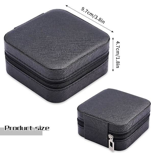 Bærbar Rejse Mini Smykkeskrin Læder Smykker Ring Organizer Etui Opbevarings Gaveæske Piger Kvinder (sort).
