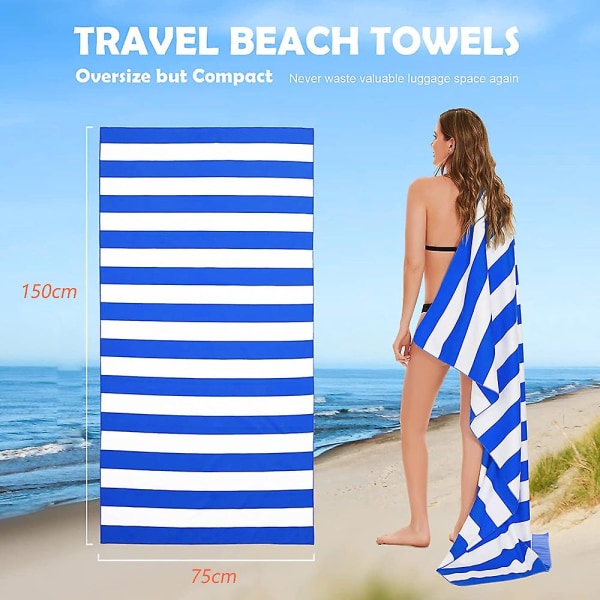Mikrofiber strandhanddukar, sandfri strandhandduk, extra stora strandhanddukar för vuxna Blue